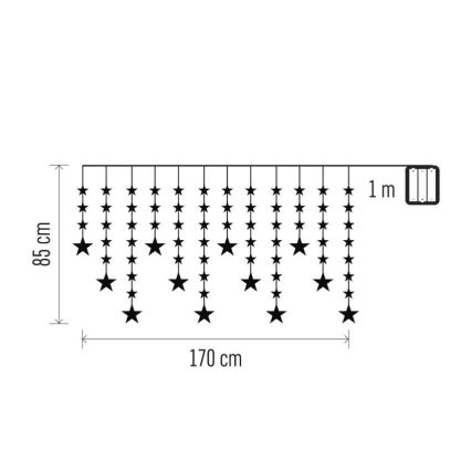 LED Vonkajší reťaz 120xLED/8 funkcií 3xAA 1,7 m IP44 studená biela