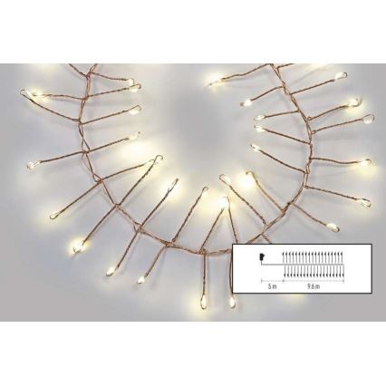 LED vonkajší reťaz 960xLED/8 funkcií 9,6 m IP44 teplá biela