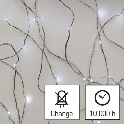 LED vonkajší reťazec 40xLED/9m IP44 studená biela