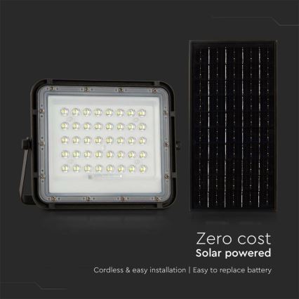 LED Vonkajší stmievateľný solárny reflektor LED/10W/3,2V IP65 4000K čierna + diaľkové ovládanie