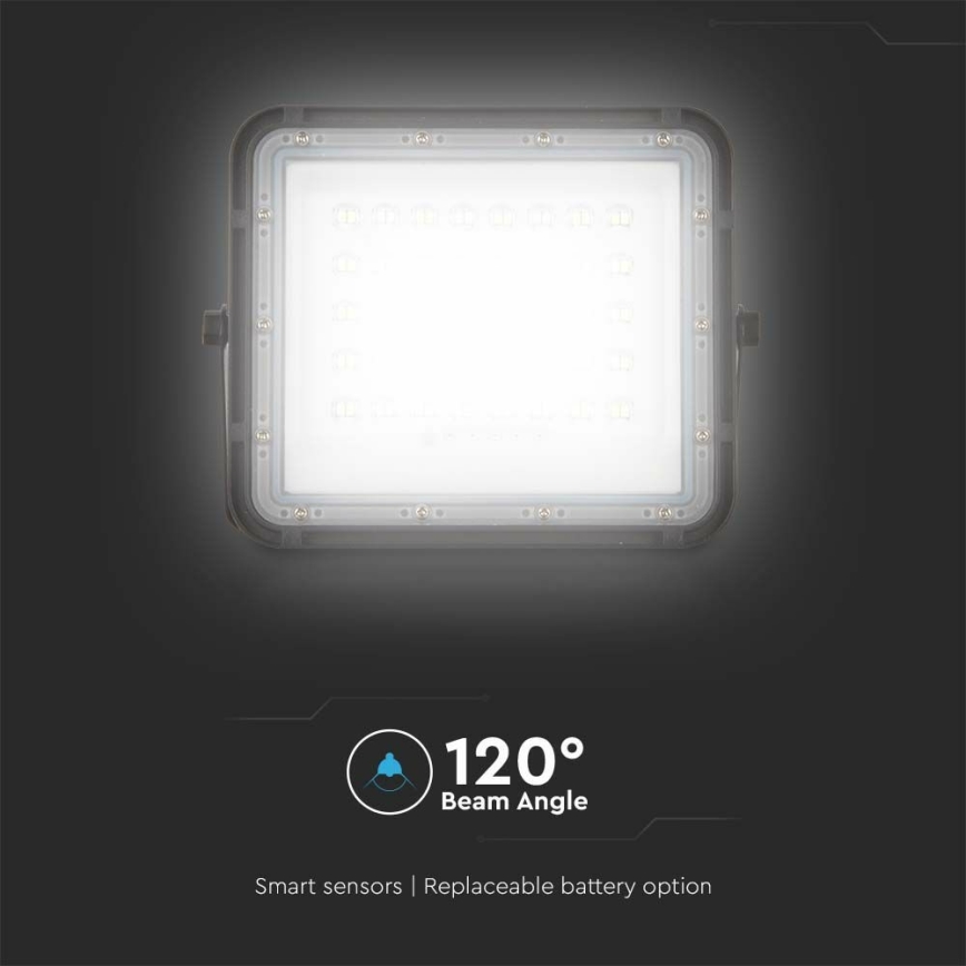 LED Vonkajší stmievateľný solárny reflektor LED/10W/3,2V IP65 4000K čierna + diaľkové ovládanie