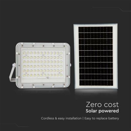 LED Vonkajší stmievateľný solárny reflektor LED/15W/3,2V IP65 4000K biela + diaľkové ovládanie