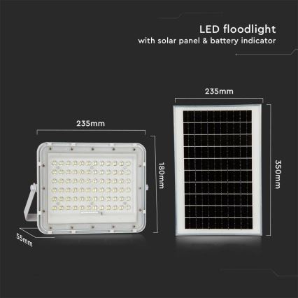 LED Vonkajší stmievateľný solárny reflektor LED/15W/3,2V IP65 4000K biela + diaľkové ovládanie