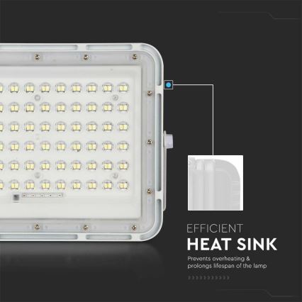 LED Vonkajší stmievateľný solárny reflektor LED/15W/3,2V IP65 6400K biela + diaľkové ovládanie