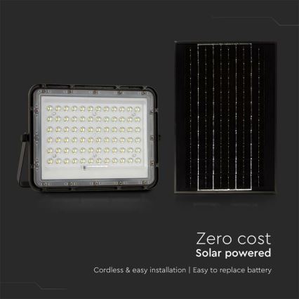 LED Vonkajší stmievateľný solárny reflektor LED/15W/3,2V IP65 6400K čierna + diaľkové ovládanie