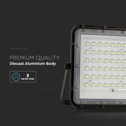 LED Vonkajší stmievateľný solárny reflektor LED/15W/3,2V IP65 6400K čierna + diaľkové ovládanie