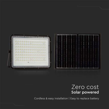 LED Vonkajší solárny reflektor LED/200W/3,2V 4000K čierna IP65 + diaľkové ovládanie