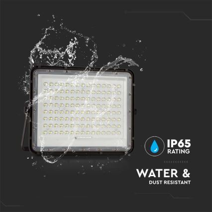 LED Vonkajší solárny reflektor LED/200W/3,2V 4000K čierna IP65 + diaľkové ovládanie