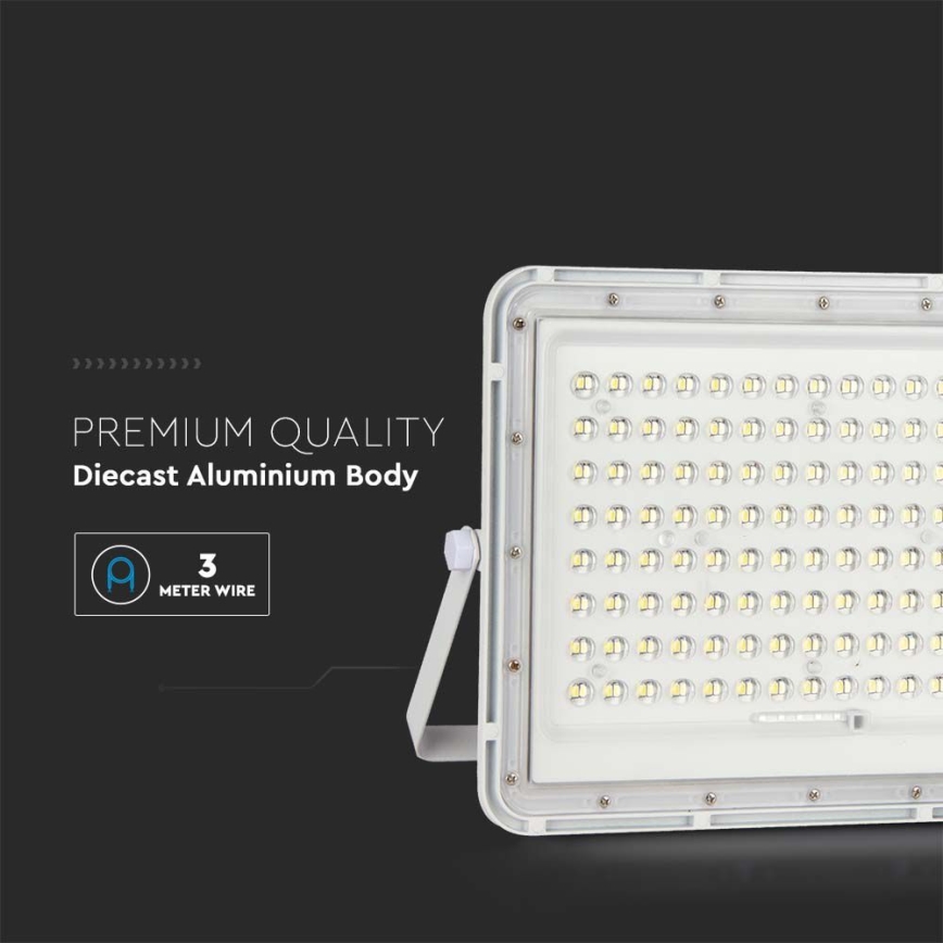 LED Vonkajší solárny reflektor LED/20W/3,2V 6400K biela IP65 + diaľkové ovládanie