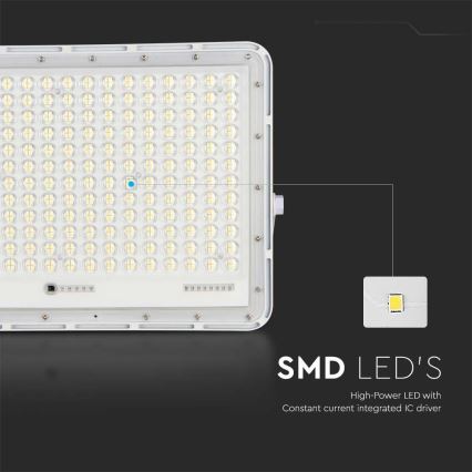 LED Vonkajší solárny reflektor LED/30W/3,2V 4000K biela IP65 + diaľkové ovládanie