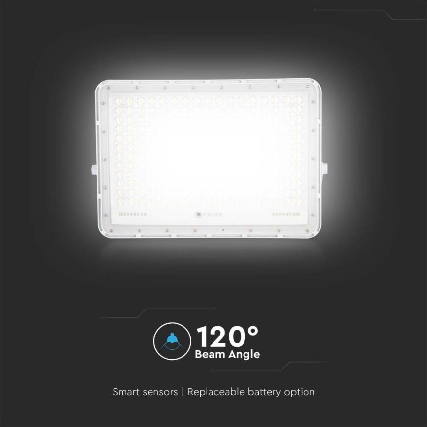LED Vonkajší solárny reflektor LED/30W/3,2V 4000K biela IP65 + diaľkové ovládanie