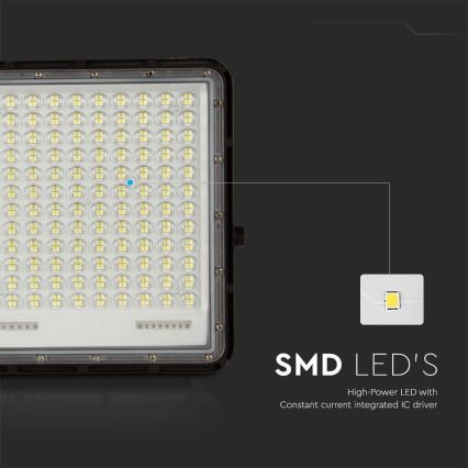 LED Vonkajší solárny reflektor LED/30W/3,2V 4000K čierna IP65 + diaľkové ovládanie