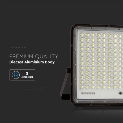 LED Vonkajší solárny reflektor LED/30W/3,2V 4000K čierna IP65 + diaľkové ovládanie