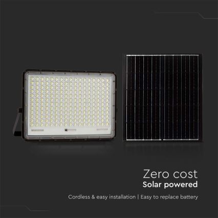 LED Vonkajší solárny reflektor LED/30W/3,2V 6400K čierna IP65 + diaľkové ovládanie