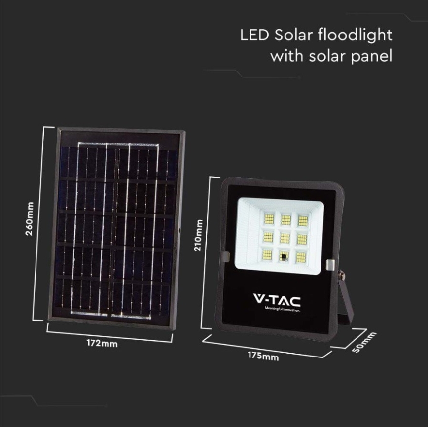 LED Vonkajší solárny reflektor LED/6W/3,2V 6400K IP65 + diaľkové ovládanie