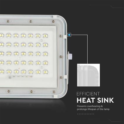 LED Vonkajší stmievateľný solárny reflektor LED/6W/3,2V IP65 6400K biela + diaľkové ovládanie