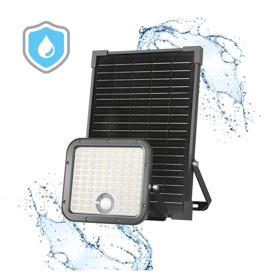 LED Vonkajší solárny reflektor so senzorom LED/30W/6,4V IP65 3000/4000K 6000 mAh + diaľkové ovládanie