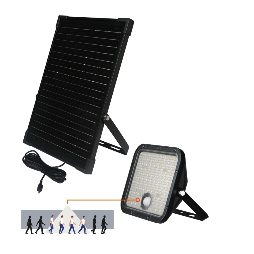 LED Vonkajší solárny reflektor so senzorom LED/30W/6,4V IP65 3000/4000K 6000 mAh + diaľkové ovládanie
