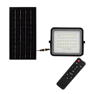 LED Vonkajší stmievateľný solárny reflektor LED/10W/3,2V IP65 4000K 6000 mAh čierna + diaľkové ovládanie