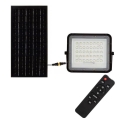 LED Vonkajší stmievateľný solárny reflektor LED/10W/3,2V IP65 6400K čierna + diaľkové ovládanie