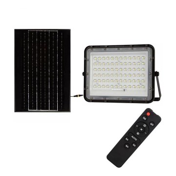 LED Vonkajší stmievateľný solárny reflektor LED/15W/3,2V IP65 4000K čierna + diaľkové ovládanie