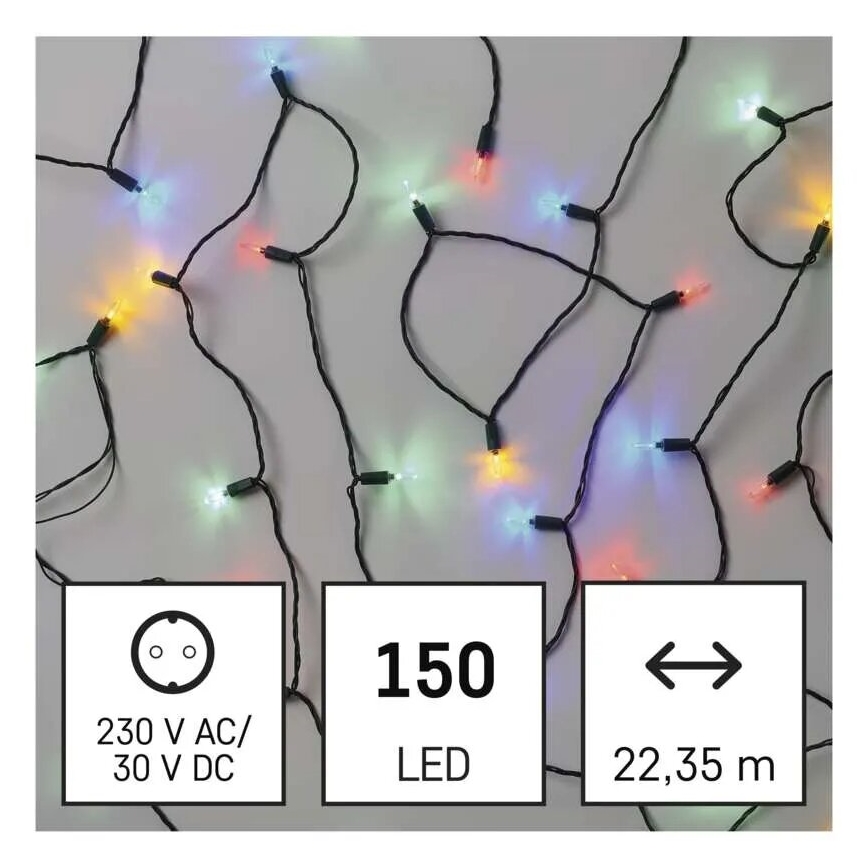 LED vonkajší svetelný reťaz 150xLED/27,35m IP44 viacfarebný