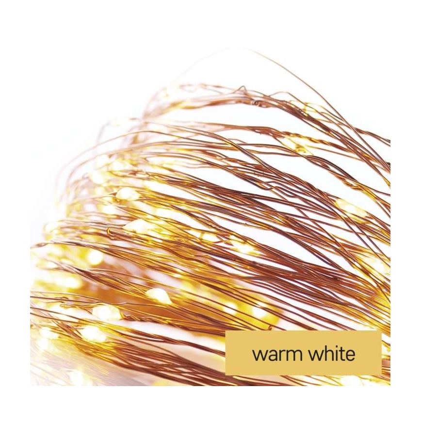 LED vonkajší svetelný reťazec 100×LED / 15 m, IP44, teplá biela