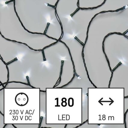 LED vonkajší svetelný reťazec 180xLED/8 režimov 23m IP44 studená biela