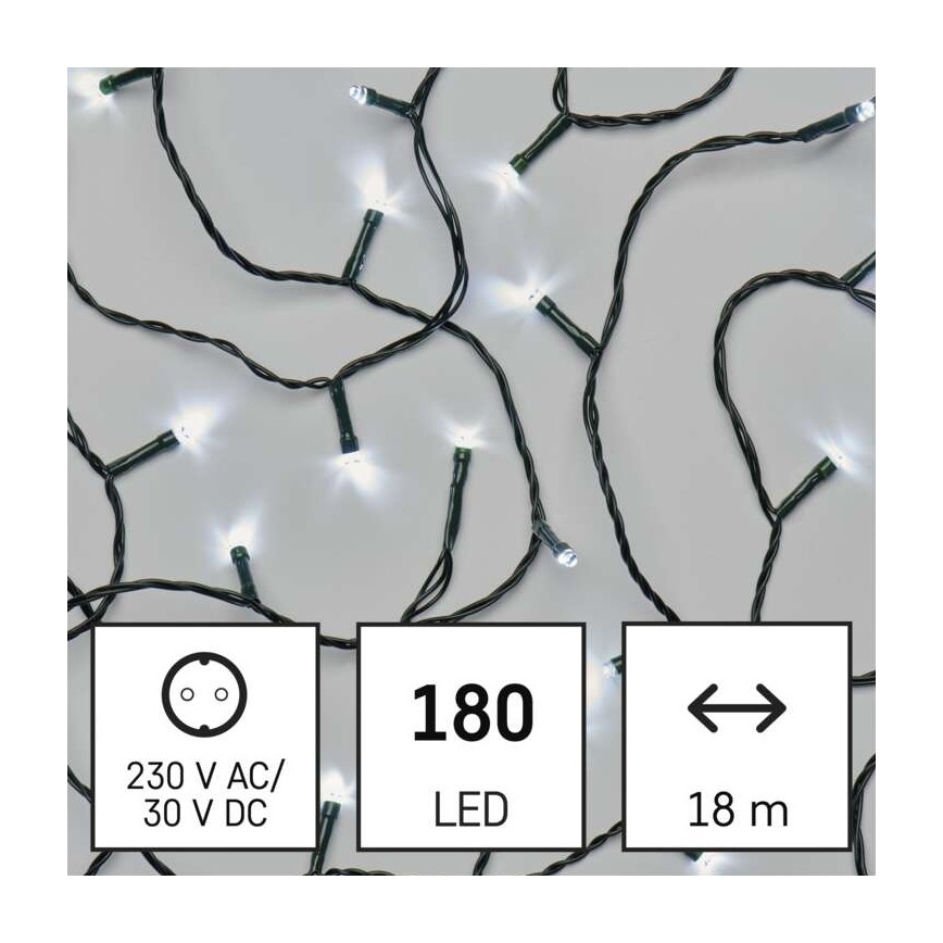 LED vonkajší svetelný reťazec 180xLED/8 režimov 23m IP44 studená biela