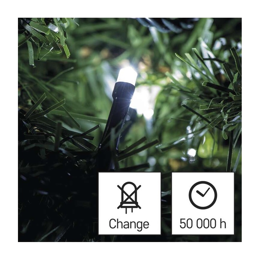 LED vonkajší svetelný reťazec 180xLED/8 režimov 23m IP44 studená biela