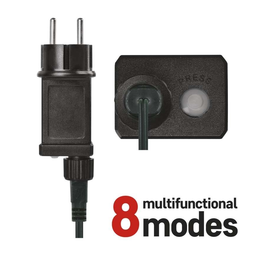 LED vonkajší svetelný reťazec 600×LED/8 režimov 15 m IP44 studená biela