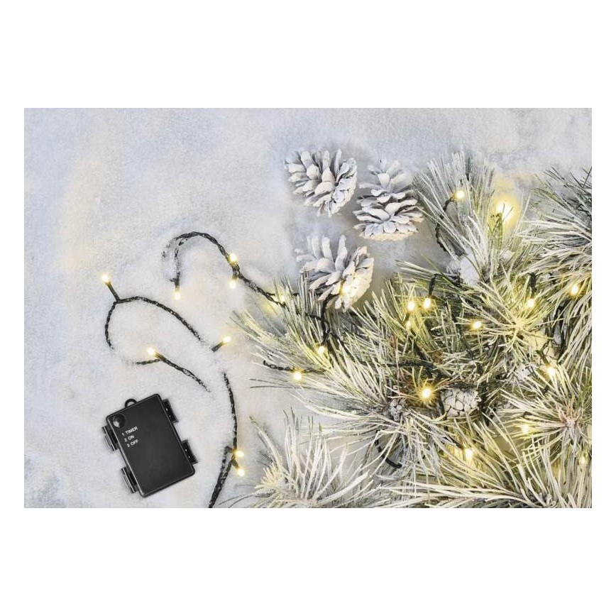 LED vonkajší svetelný reťazec 80xLED/3xAA 6,1m IP44 teplá biela