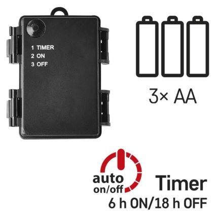 LED vonkajší svetelný reťazec 80xLED/3xAA 6,1m IP44 teplá biela