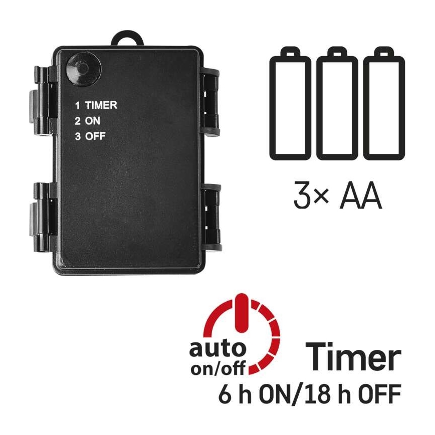 LED vonkajší svetelný reťazec 80xLED/3xAA 6,1m IP44 teplá biela