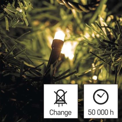 LED vonkajší svetelný reťazec 80xLED/3xAA 6,1m IP44 teplá biela