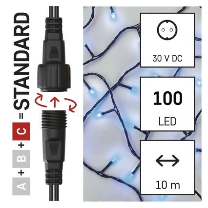 LED Vonkajší vianočný reťaz 100xLED/10m IP44 modrá