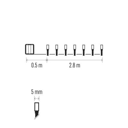 LED Vonkajší vianočný reťaz 40xLED/3xAA 3,3m IP44 studená biela