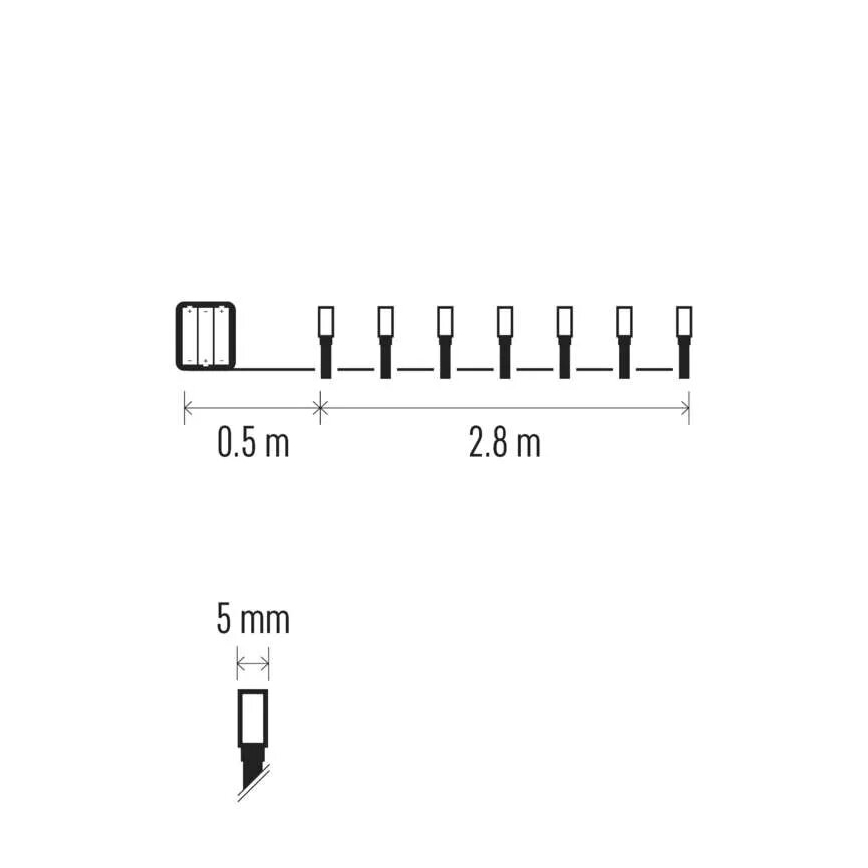 LED Vonkajší vianočný reťaz 40xLED/3xAA 3,3m IP44 studená biela