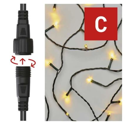 LED Vonkajší vianočný reťaz 50xLED/5m IP44 teplá biela