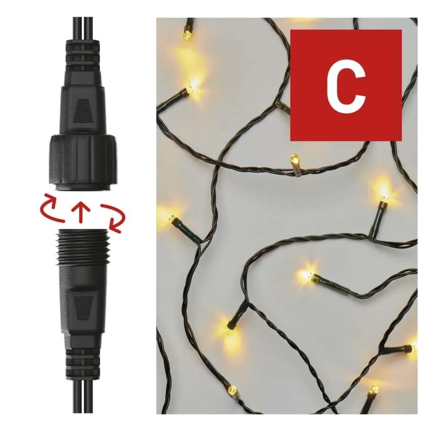 LED Vonkajší vianočný reťaz 50xLED/5m IP44 teplá biela