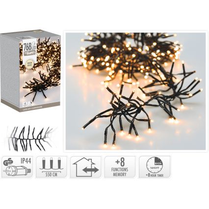 LED Vonkajší vianočný reťaz 768xLED/230V/8 funkcií 8,5 m IP44 teplá biela