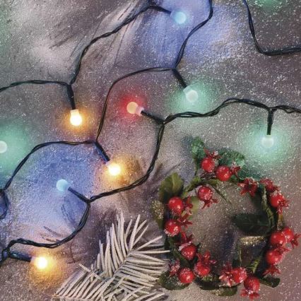 LED vonkajší vianočný reťaz 80 LED, 8 režimov, 13 m, viacfarebný, IP44