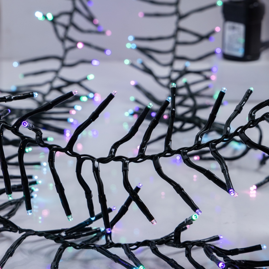 LED Vonkajší vianočný reťaz CLUSTER 768xLED/8 funkcií 9 m IP44 teplá biela