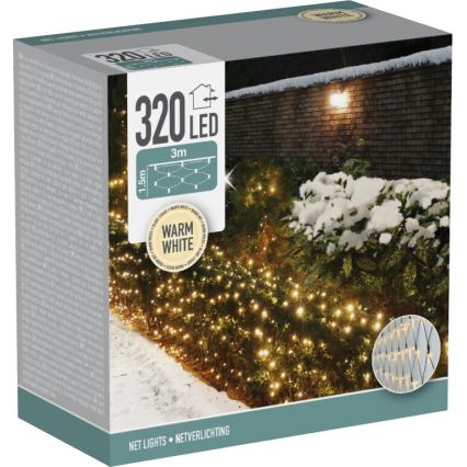 LED Vonkajší vianočný záves 320xLED/230V 3x1,5 m IP44 teplá biela