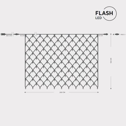 LED vonkajší záves NET 240xLED/7,2W/230V 1,5x2 m IP44 teplá biela