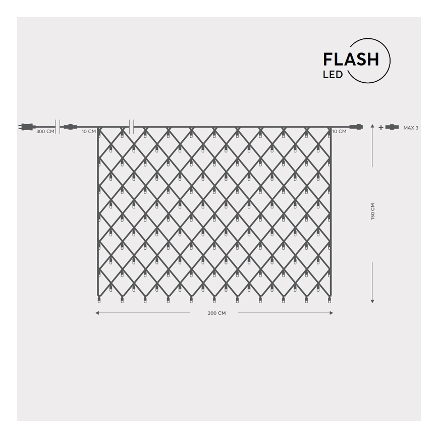 LED vonkajší záves NET 240xLED/7,2W/230V 1,5x2 m IP44 teplá biela