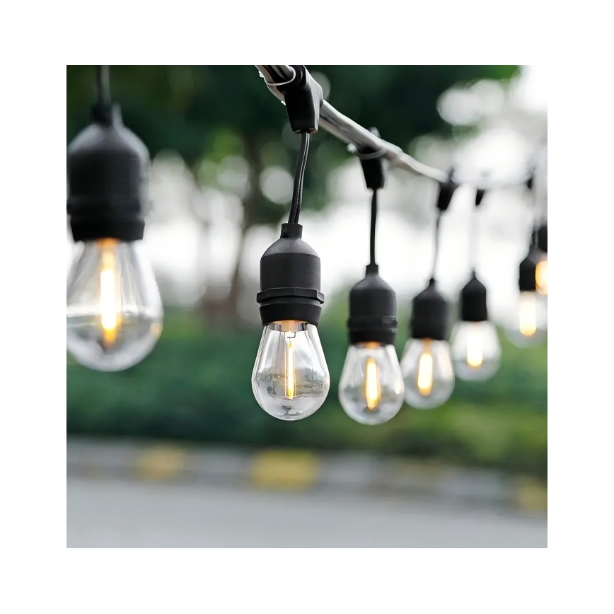 LED Vonkajšia dekoračná reťaz 10xE27/1W/230V 10 m IP65 čierna