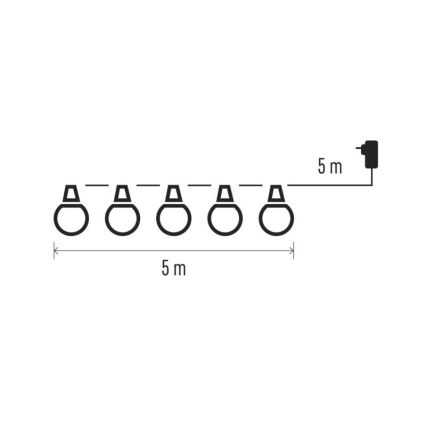LED  Vonkajšia dekoračná reťaz 10xLED/10m IP44 biela
