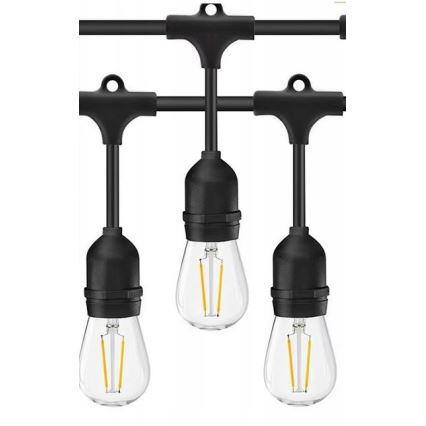 LED Vonkajšia dekoračná reťaz 20xE27/1W/230V 10 m IP65 čierna