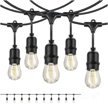 LED Vonkajšia dekoračná reťaz BAJA ST64 10xE27/1W/230V 10,9m IP44 teplá biela
